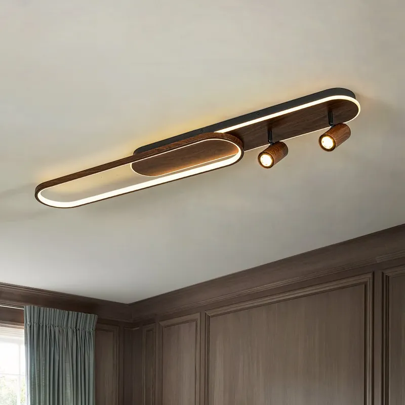 Dimmable LED Wood Linear Oval Semi Flush Adjustable Spotlight — LightFixturesUSA LED Linear Lights 28.0W 3000K