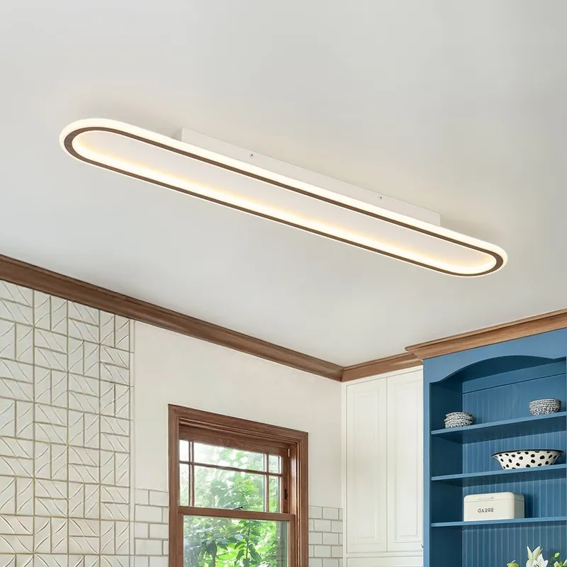 Minimalist Wood Grain Dimmable LED Oval Ring Ceiling Light — LightFixturesUSA LED Ceiling Lights 29.0W 3000K