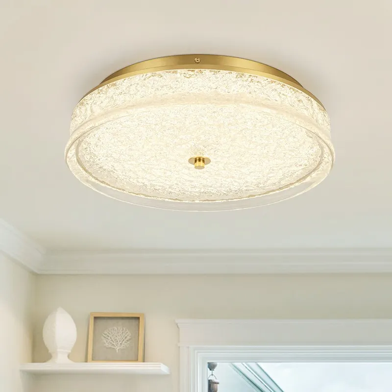 Brass Crystal Resin Art Dimmable LED Round LED Ceiling Light — LightFixturesUSA LED Ceiling Lights 35.0W 3000K