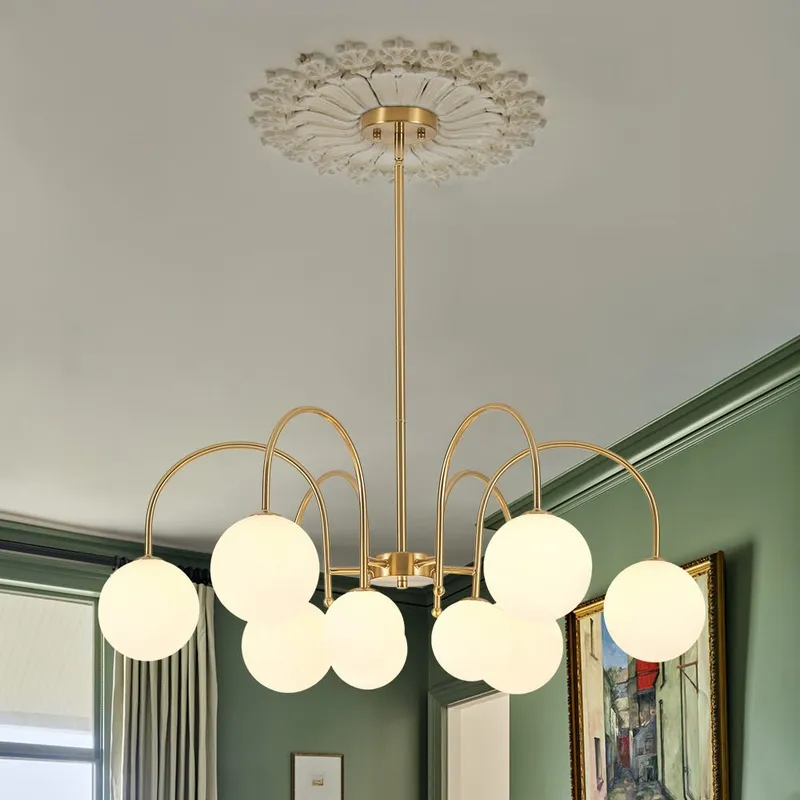 9-Light Goose Arm Opal Glass Bubble Tiered Chandelier — LightFixturesUSA LED Pendant Lights 25.0W 