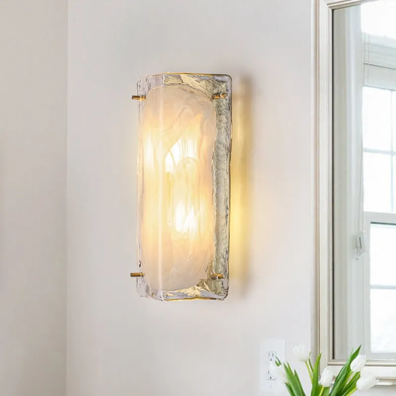Mid-Century Brass White Glazed Glass Linear Wall Sconce — LightFixturesUSA LED Linear Lights 60.0W 