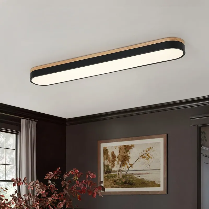 Wood Accent Oval Dimmable LED Flush Mount Ceiling Light — LightFixturesUSA LED Ceiling Lights 33.0W 3000K