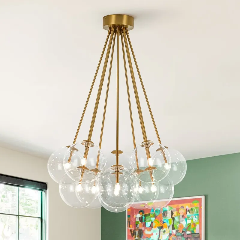 Glam Bouquet Cluster Glass Globe Bubble Ceiling Chandelier — LightFixturesUSA LED Pendant Lights 5.0W 