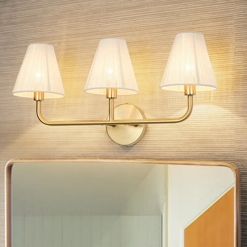 3-Light Beige Woven Thread Conical Vanity Wall Sconce — LightFixturesUSA LED Wall Lights 60.0W 