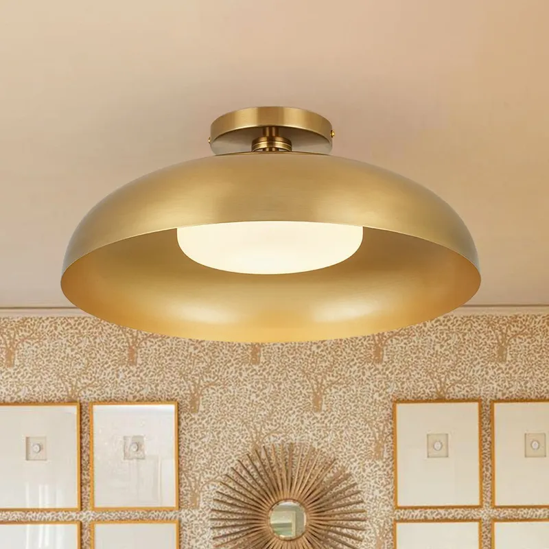 Wide Iron Dome Dimmable LED Semi Flush Ceiling Light — LightFixturesUSA LED Ceiling Lights 8.0W 3000K