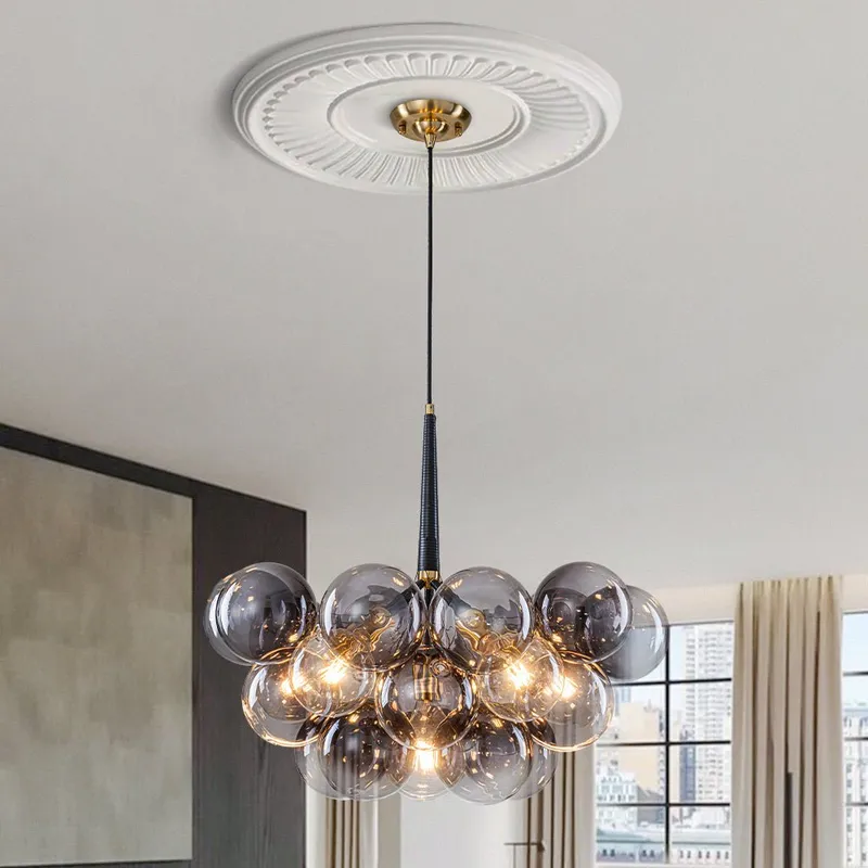 Modern Cluster Gradient Gray Glass Globe Bubble Chandelier — LightFixturesUSA LED Pendant Lights 6.0W 