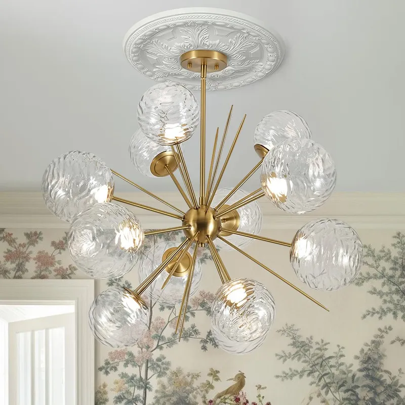 Dimmable LED Ripple Glass Bubble Sputnik Sunburst Chandelier — LightFixturesUSA LED Pendant Lights 60.0W 3000K