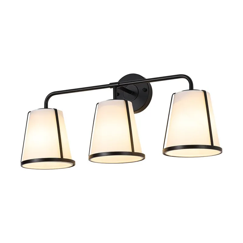 3-Light Fabric Conical Shade Vanity Wall Sconce — LightFixturesUSA LED Wall Lights 60.0W 