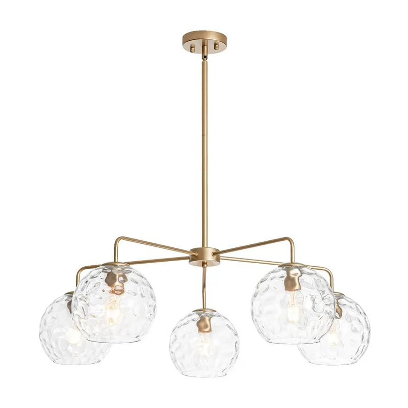 Clear Hammered Glass Globe 5-light Round Sputnik Chandelier — LightFixturesUSA LED Pendant Lights 40.0W 