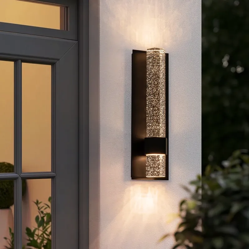 Black Linear Bubble Crystal Tube Dimmable LED Wall Light — LightFixturesUSA LED Linear Lights 13.0W 3000K