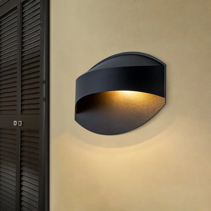 IP23 Black Flat Oval 1-Light Iron Outdoor Wall Sconce — LightFixturesUSA LED Wall Lights 25.0W 