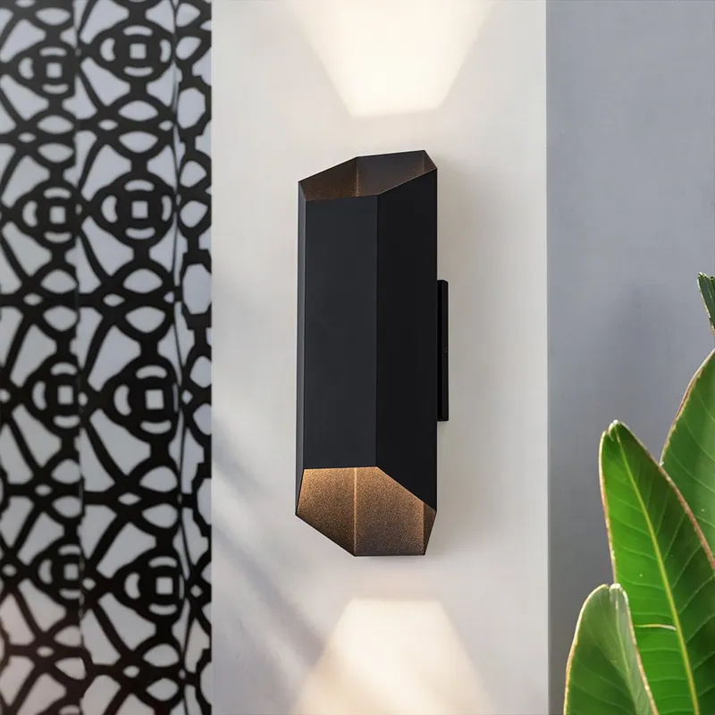 IP54 Up and Down Black Geometric Tube LED Outdoor Wall Light — LightFixturesUSA LED Wall Lights 21.0W 3000K