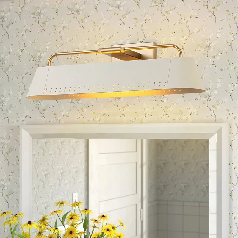 Brass Beige Iron Rectangle Shade Vanity Sconce Picture Light — LightFixturesUSA LED Wall Lights 60.0W 