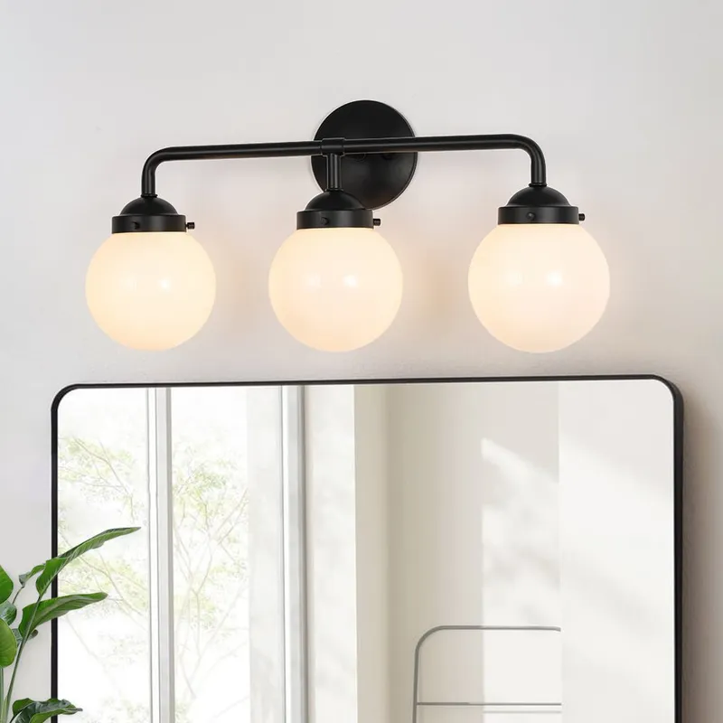 Modern Shine Opal Glass Globe Bathroom Vanity Wall Light — LightFixturesUSA LED Wall Lights 40.0W 