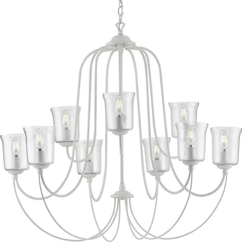Bowman Collection Nine-Light Clear Chiseled Glass Chandelier Light — Progress Lighting LED Landscape Lights  