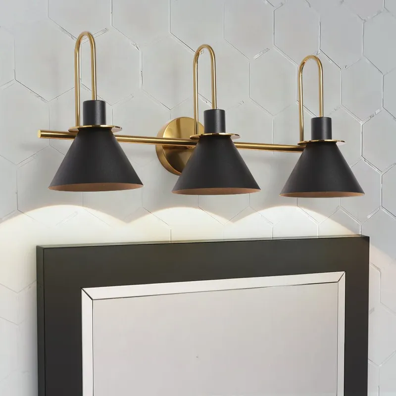 3-Light Metal Conical Shade Bathroom Vanity Wall Sconce — LightFixturesUSA LED Wall Lights 60.0W 