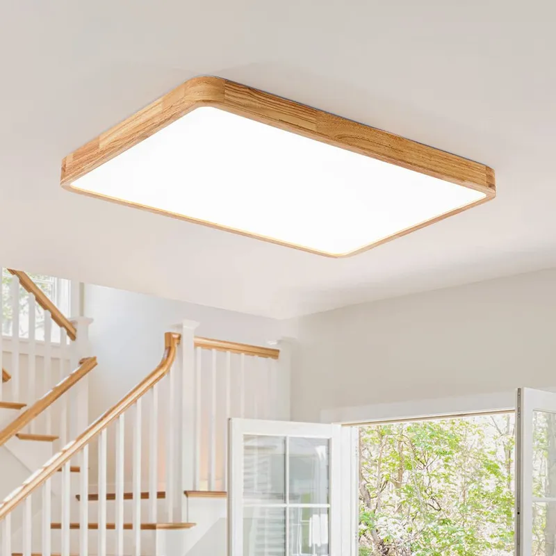 (OpenBox) Rectangle Wooden Dimmable LED Flush Mount Ceiling Light — LightFixturesUSA LED Ceiling Lights 68.0W 3000K