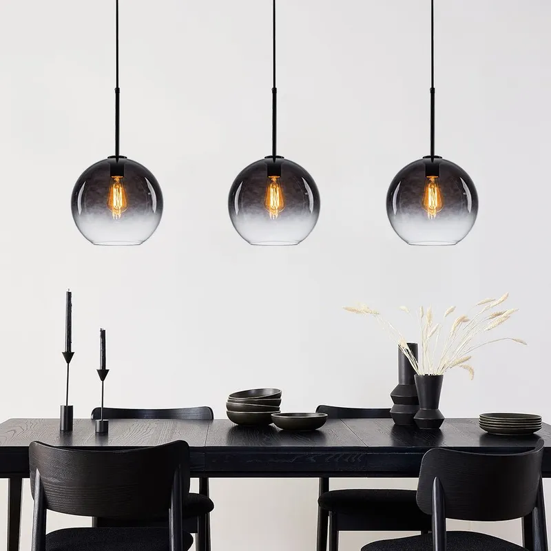 Modern Minimalist 1-light Smoked Grey Tinted Glass Globe Pendant — LightFixturesUSA LED Pendant Lights 60.0W 