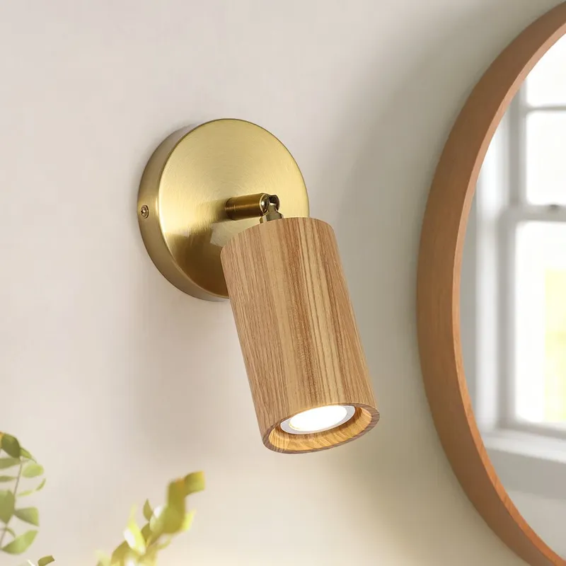 1-Light GU10 Adjustable Wooden Ceiling Spotlight Track Light — LightFixturesUSA LED Wall Lights 10.0W 