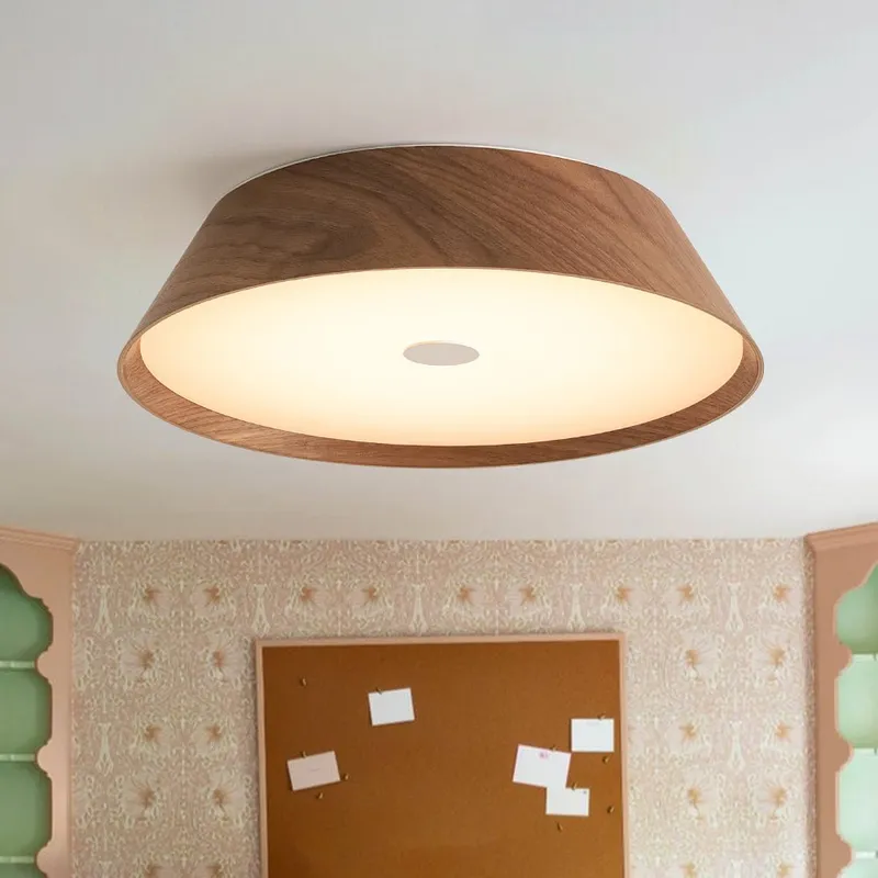 Farmhouse Wood Grain Dimmable LED Round Flush Mount Light — LightFixturesUSA LED Ceiling Lights 30.0W 3000K