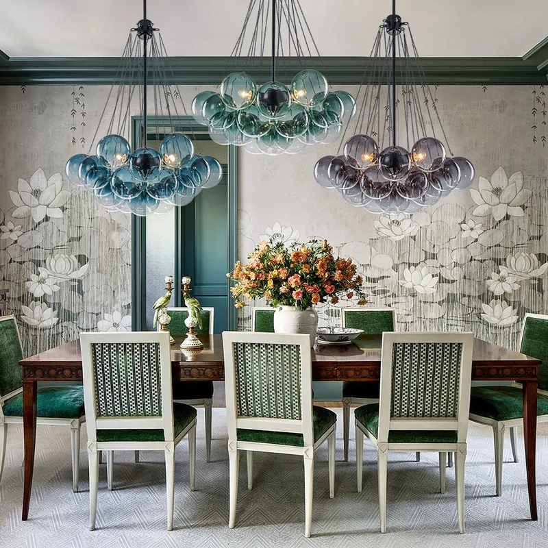 Art Deco Color Cluster Glass Globe Bubble Chandelier — LightFixturesUSA LED Pendant Lights 60.0W 