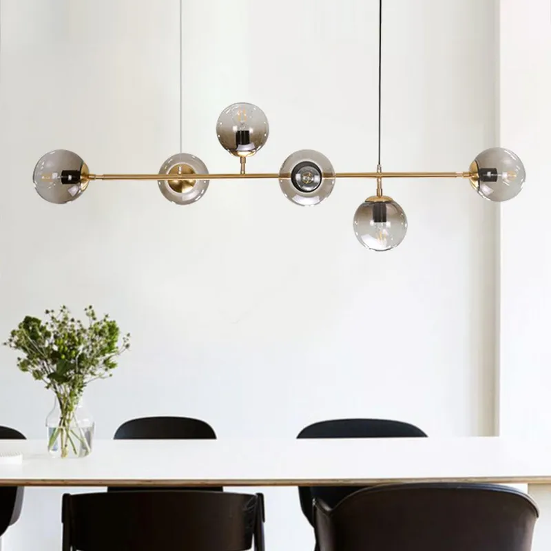 (OpenBox) 6-light Glass Globe Linear Chandelier — LightFixturesUSA LED Linear Lights 40.0W 