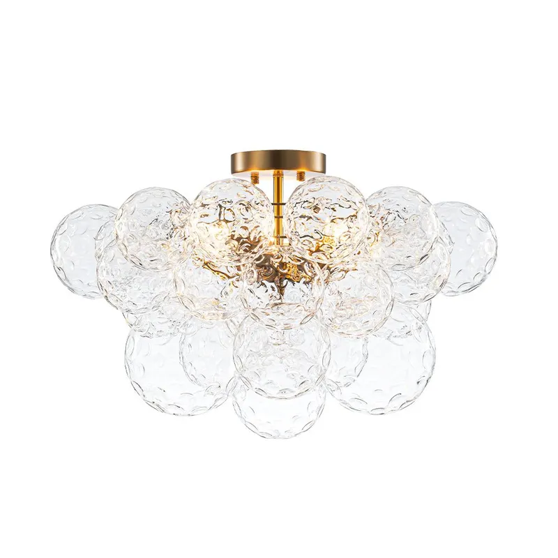 Cluster Hammered Textured Glass Bubble Semi Flush Chandelier — LightFixturesUSA LED Pendant Lights 40.0W 