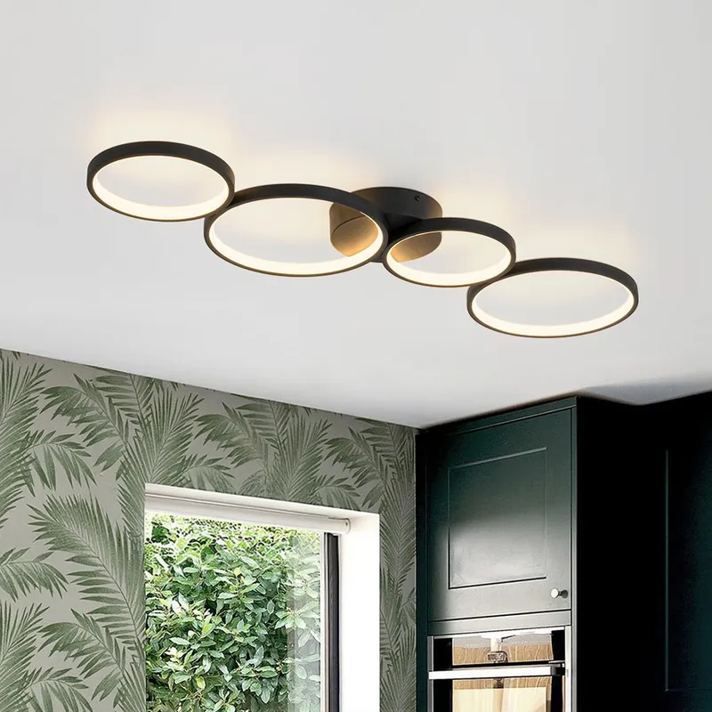 Modern 4-Light Halo Dimmable LED Semi Flush Mount — LightFixturesUSA LED Ceiling Lights 29.0W 3000K