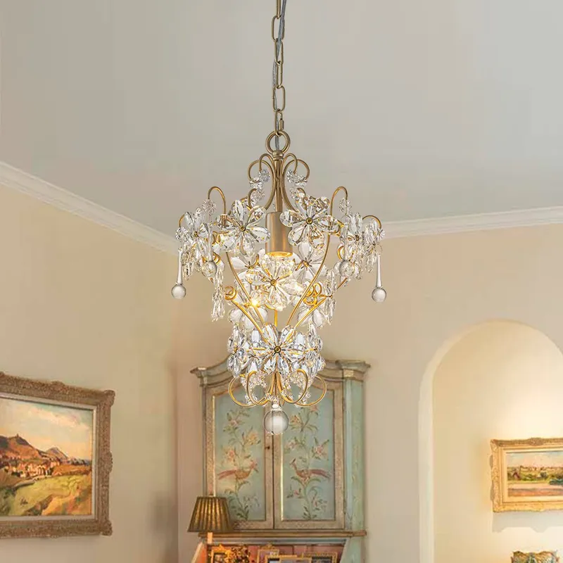 Glam Bloom Floral Crystal Accented Cage Pendant Light — LightFixturesUSA LED Pendant Lights 60.0W 