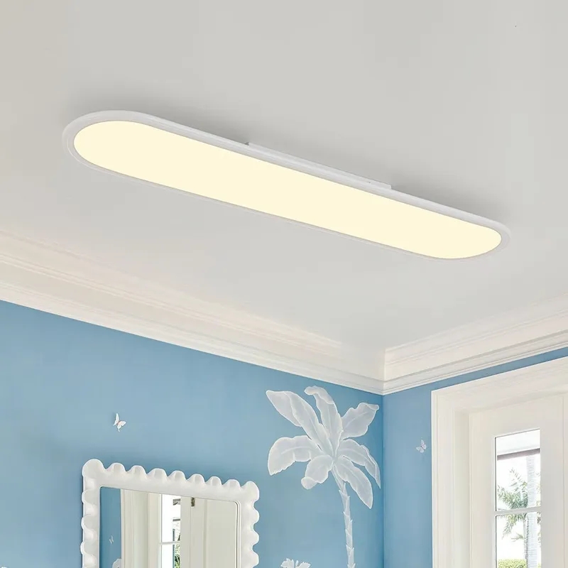 White Long Oval Warm Dimmable LED Semi Flush Mount — LightFixturesUSA LED Ceiling Lights 25.0W 3000K