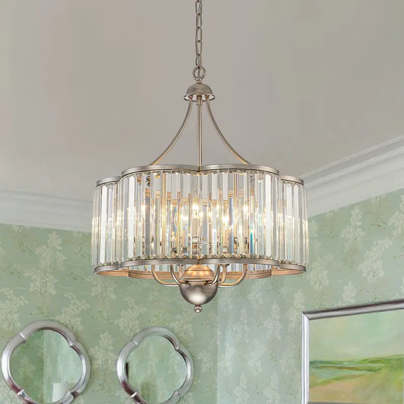 Shabby Chic Antique Silver Crystal Cage Pendant Light — LightFixturesUSA LED Pendant Lights 60.0W 