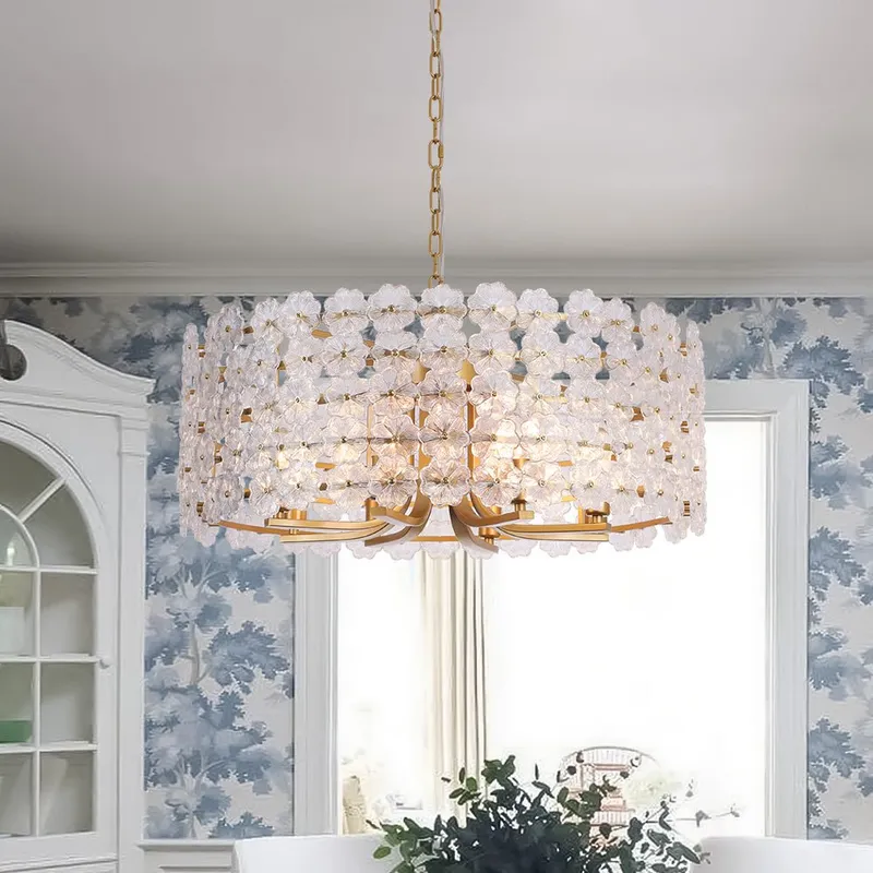 Art Deco Blossom Floral Cage Drum Lantern Pendant Light — LightFixturesUSA LED Pendant Lights 60.0W 