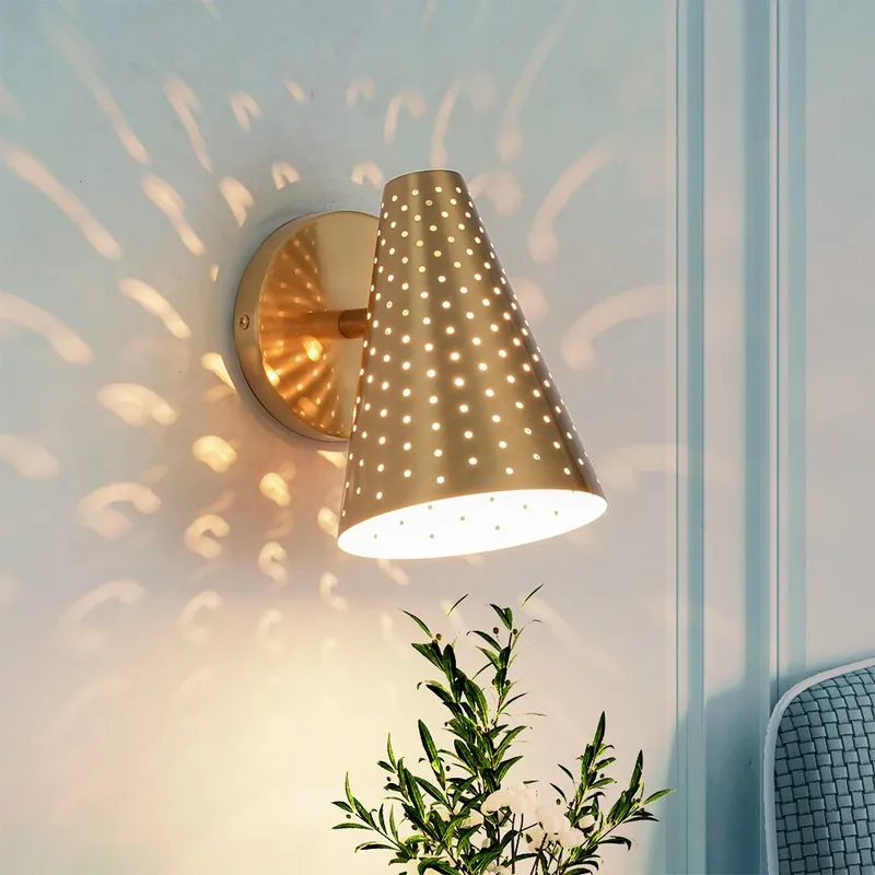 Modern Funky 1-Light Starry Pinhole Cone Wall Sconce — LightFixturesUSA LED Wall Lights 60.0W 