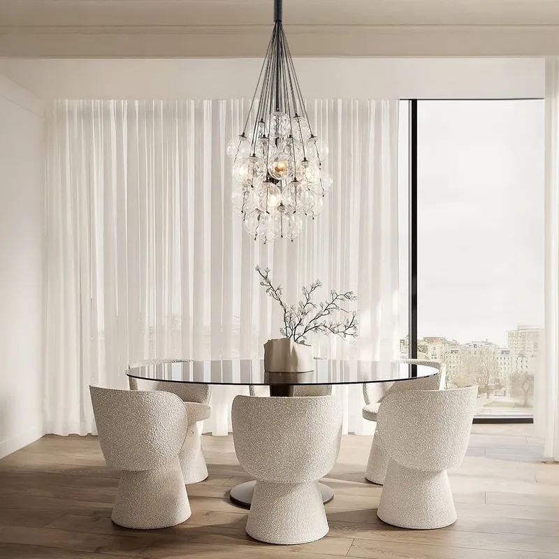 Glam Cluster Textured Water Glass Globe Bubble Chandelier — LightFixturesUSA LED Pendant Lights 40.0W 