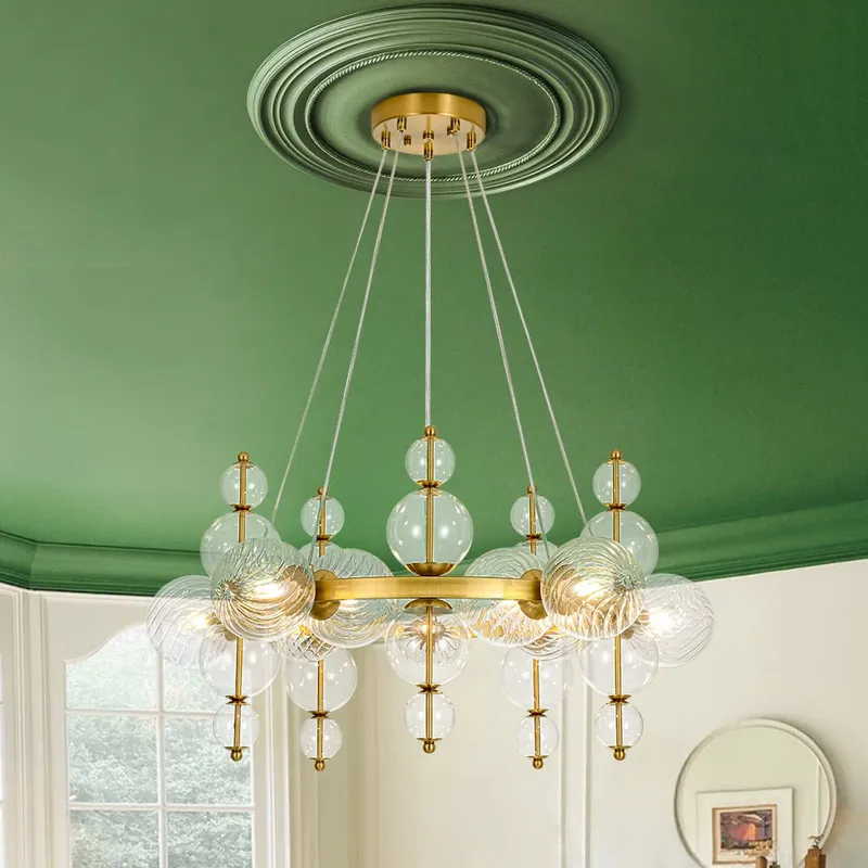 Art Deco 10-Light Glass Globe Bubble Circle Chandelier — LightFixturesUSA LED Pendant Lights 5.0W 