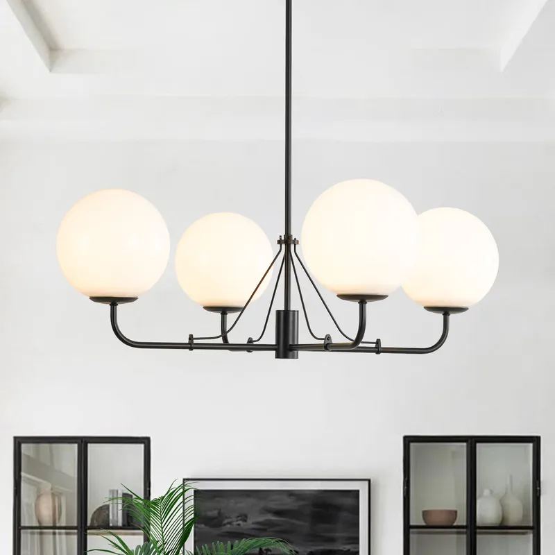 Luxury 4-Light Shine Opal Glass Globe Sputnik Chandelier — LightFixturesUSA LED Pendant Lights 40.0W 