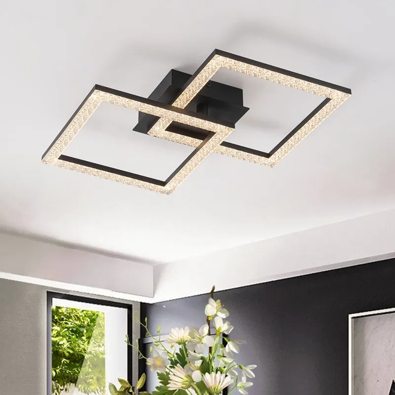 Minimalist 2-light Square Dimmable LED Semi Flush Mount — LightFixturesUSA LED Ceiling Lights 24.0W 3000K