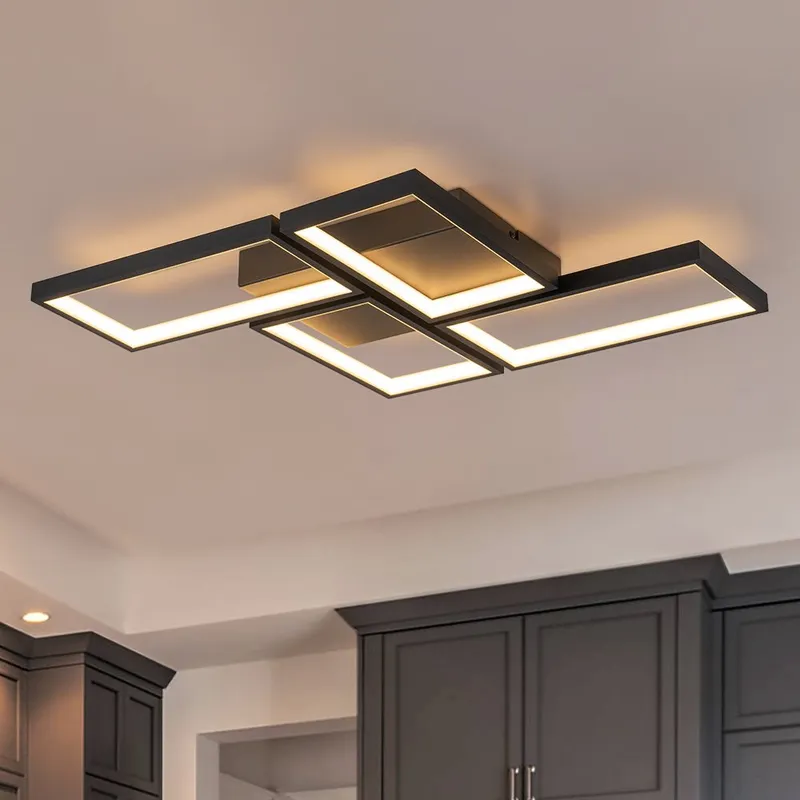 Minimalist 4-light Rectangular Dimmable LED Semi Flush Mount — LightFixturesUSA LED Ceiling Lights 47.0W 3000K
