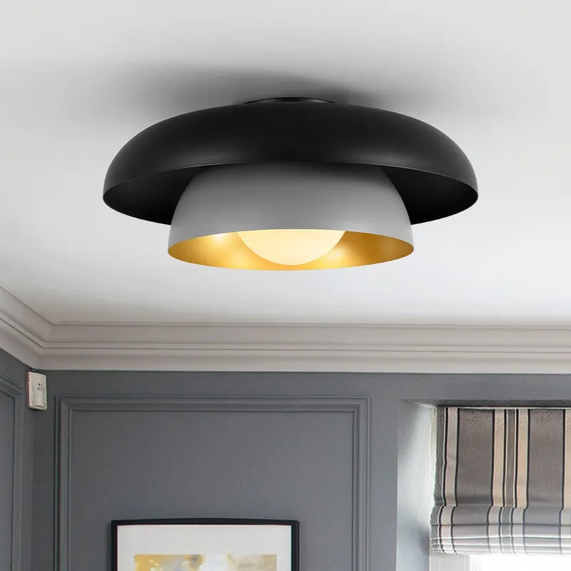 Scandinavian 2-Layer Metal Dome Semi Flush Mount Light — LightFixturesUSA LED Ceiling Lights 60.0W 