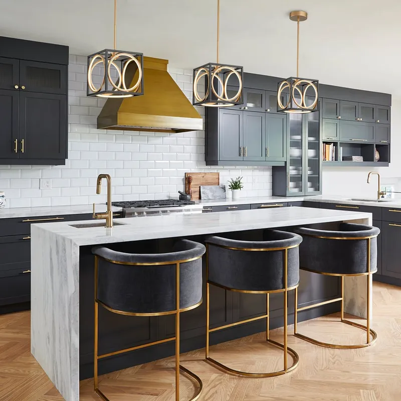 Minimalist Dimmable LED Black Gold Square Kitchen Pendant — LightFixturesUSA LED Pendant Lights 24.5W 3000K