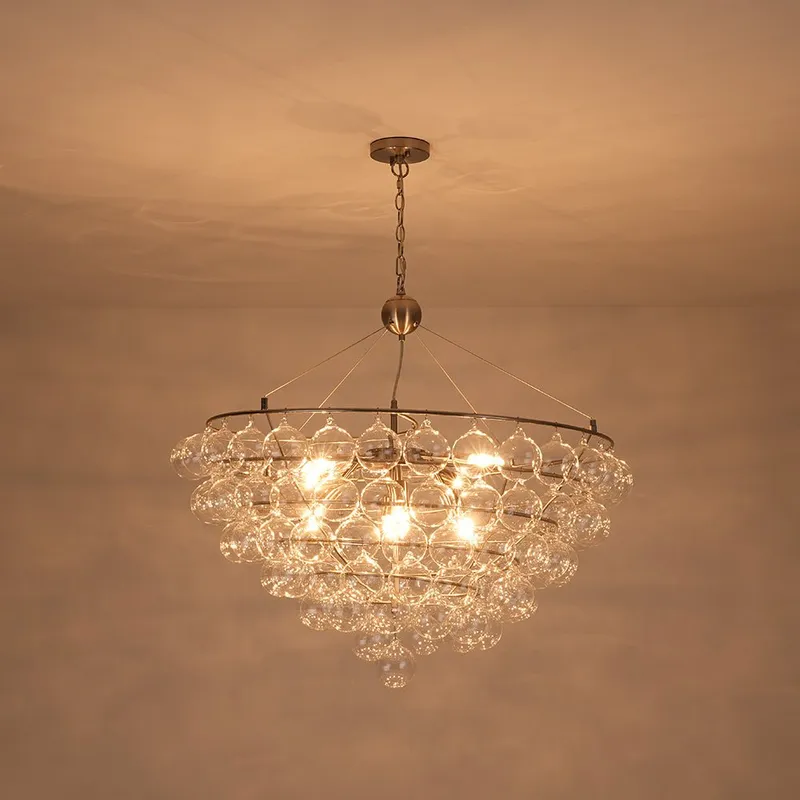 Oversized 8-Light Spiral Tiered Clear Glass Bubble Chandelier — LightFixturesUSA LED Pendant Lights 60.0W 