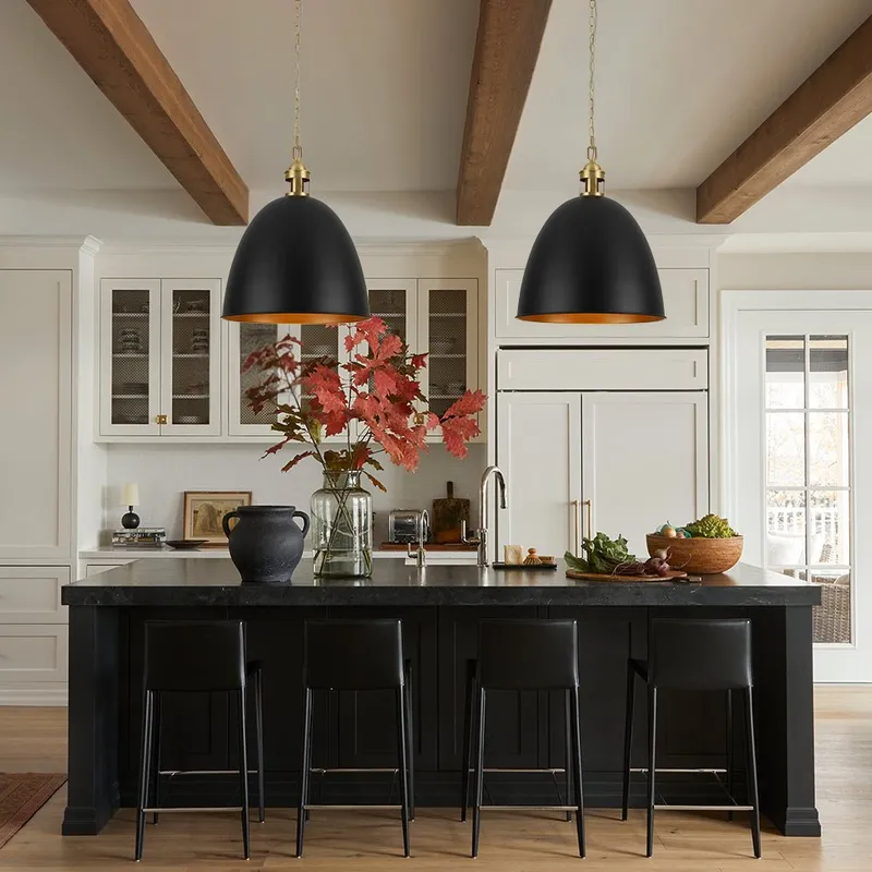Vintage Luxe Farmhouse Large Iron Bell Pendant Light — LightFixturesUSA LED Pendant Lights 60.0W 