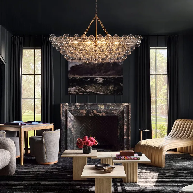 Glam 8-Light Tiered Clear Glass Bubble Island Chandelier — LightFixturesUSA LED Pendant Lights 40.0W 