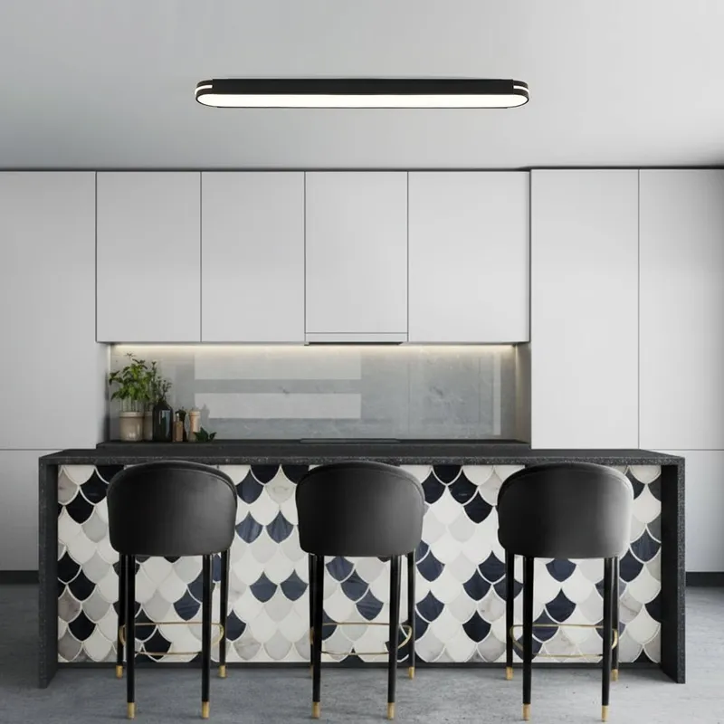 Black Minimalist Oval Dimmable LED Flush Mount Light — LightFixturesUSA LED Ceiling Lights 42.0W 3000K