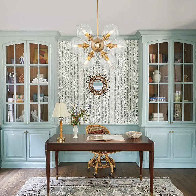 Modern Brass 12-Light Cluster Glass Globe Bubble Chandelier — LightFixturesUSA LED Pendant Lights 40.0W 