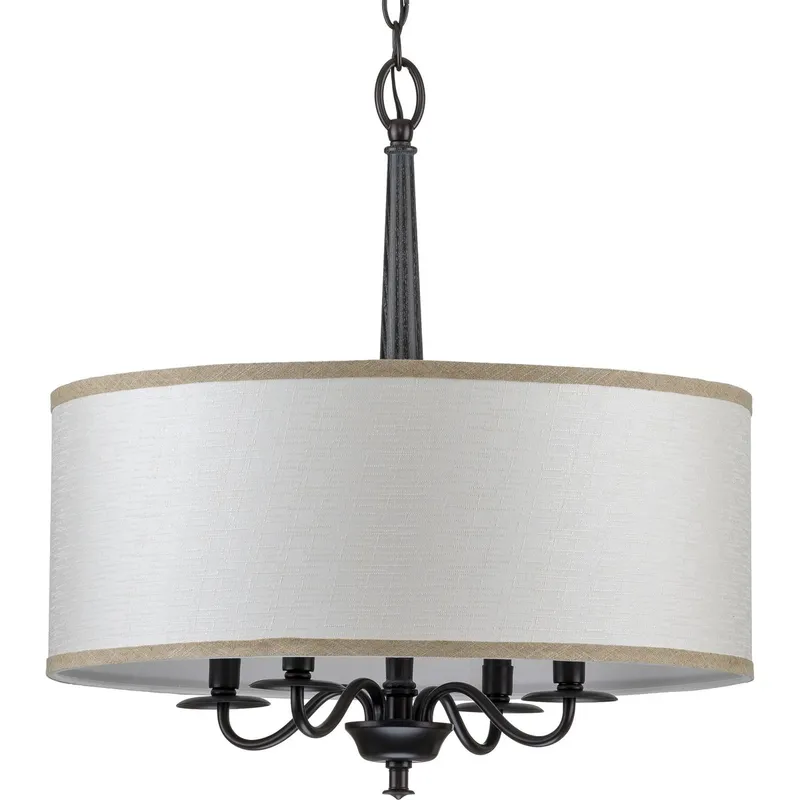 Durrell Collection Four-Light Sailcloth Linen Fabric Shade Chandelier Light — Progress Lighting LED Landscape Lights  