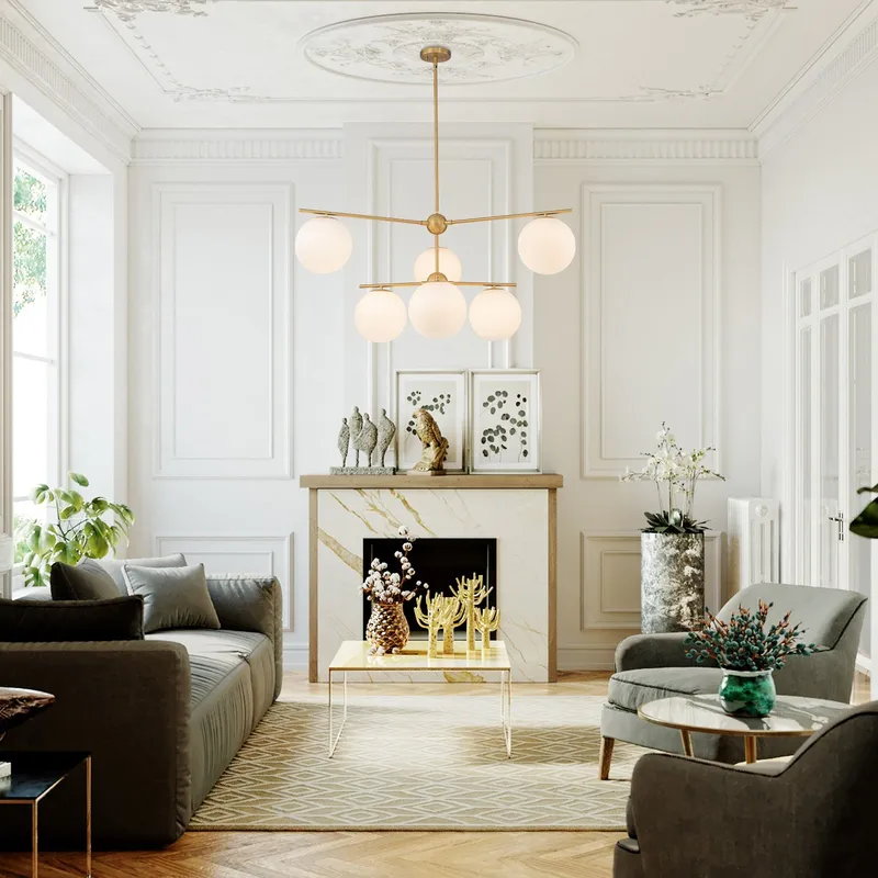 Funky Linear Sputnik Opal Glass Globe Tier Bubble Chandelier — LightFixturesUSA LED Linear Lights 40.0W 