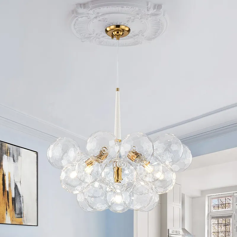 Funky Cluster Clear Faceted Glass Orb Bubble Chandelier — LightFixturesUSA LED Pendant Lights 6.0W 