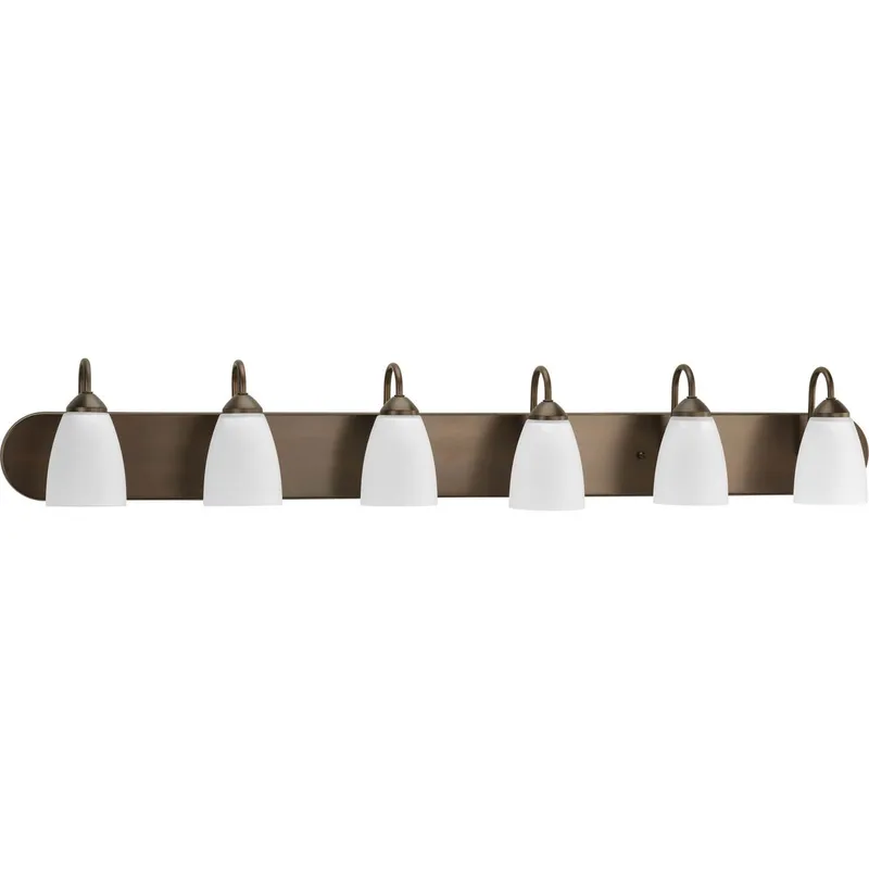 Gather Collection Six-Light Etched Glass Bath Vanity Light — Progress Lighting LED Wall Lights  