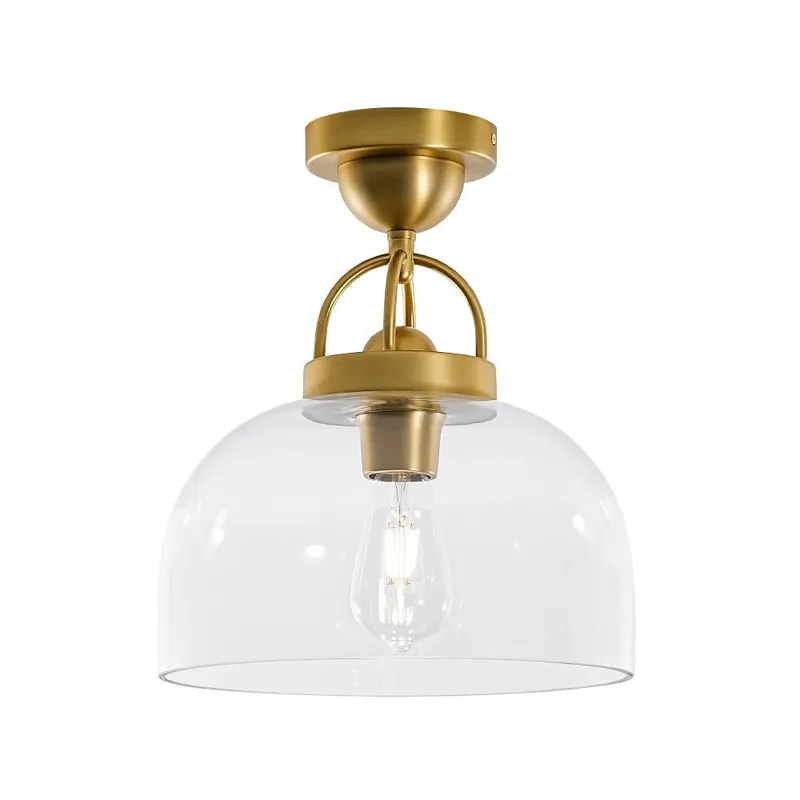 1-Light Clear Glass Dome Shade Semi Flush Mount — LightFixturesUSA LED Ceiling Lights 60.0W 